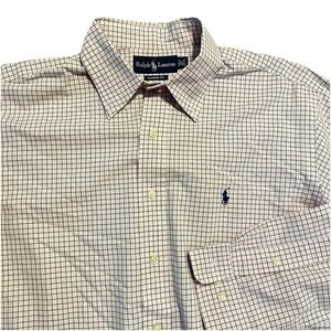 Polo Ralph Lauren Men's 16.5/35 Pink Oxford Shirt Classic Fit‎ Long Sleeve Check
